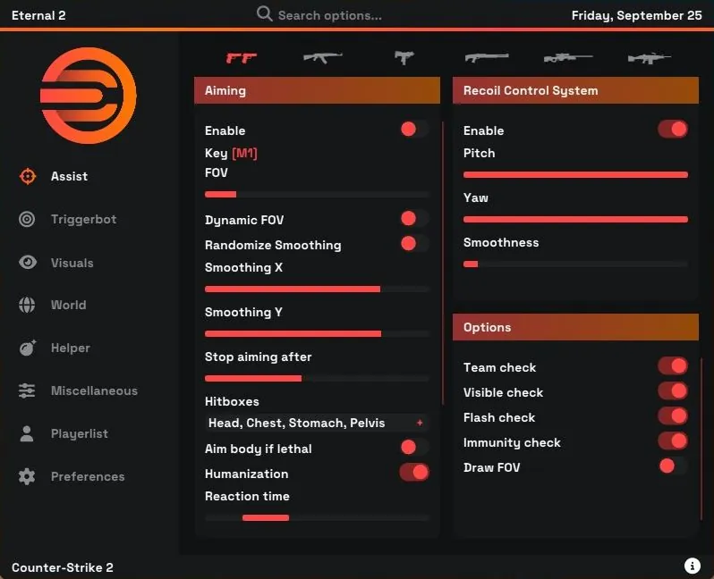 Eternal 2 Assist menu