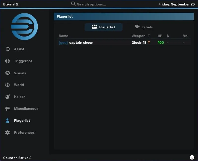 Eternal 2 Playerlist menu